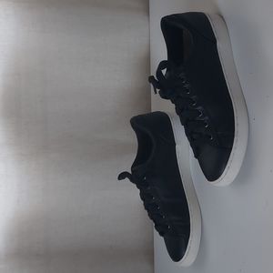 Vionic Womens Black Leather Lace Up Tennis Casual Sneakers Size 8